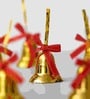 Golden Plastic Christmas Jingle Bells With Red Ribbon