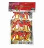 Golden Plastic Christmas Jingle Bells With Red Ribbon