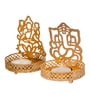 Laxmi And Ganesha Shadow Golden Metal Diya