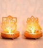 Laxmi And Ganesha Shadow Golden Metal Diya