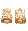 Laxmi And Ganesha Shadow Golden Metal Diya
