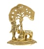 Golden Polyresin Lord Krishna playing Flute under Tree Idol