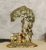 Golden Polyresin Lord Krishna playing Flute under Tree Idol