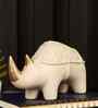White & Golden Rhino Resin Artifact