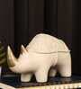 White & Golden Rhino Resin Artifact