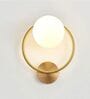 Golden Ring Wall Light with White Glass Globe