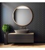 32 Inch Golden Round Mirror in Steel Frame
