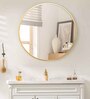 36 Inch Golden Round Mirror in Steel Frame