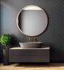 36 Inch Golden Round Mirror in Steel Frame