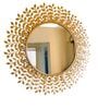 Golden Floral Round Wall Mirror
