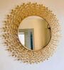 Golden Floral Round Wall Mirror