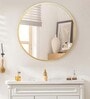 24 Inch Golden Round Mirror in Steel Frame