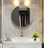 24 Inch Golden Round Mirror in Steel Frame