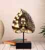 Golden Serenity Buddha On Ficus Leaf Resin & Metal Sculpture
