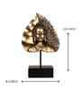 Golden Serenity Buddha On Ficus Leaf Resin & Metal Sculpture