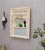 Solid Wood Rectangle Wall Mirror in Beige colour
