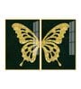 Golden Sparkling Butterfly Acrylic Framed Art Panel (Set Of 2)