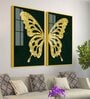Golden Sparkling Butterfly Acrylic Framed Art Panel (Set Of 2)