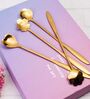 Golden Spoon Set/Coffee Spoon/Dessert Spoons/Cutlery Kitchen Tableware/Stainless Steel Gold Different Shape Coffee Spoons, Set of 4 Pcs,24 Centimeter (Gold)