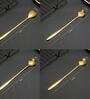 Golden Spoon Set/Coffee Spoon/Dessert Spoons/Cutlery Kitchen Tableware/Stainless Steel Gold Different Shape Coffee Spoons, Set of 4 Pcs,24 Centimeter (Gold)