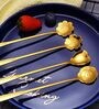 Golden Spoon Set/Coffee Spoon/Dessert Spoons/Cutlery Kitchen Tableware/Stainless Steel Gold Different Shape Coffee Spoons, Set of 4 Pcs,24 Centimeter (Gold)