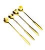 Golden Spoon Set/Coffee Spoon/Dessert Spoons/Cutlery Kitchen Tableware/Stainless Steel Gold Different Shape Coffee Spoons, Set of 4 Pcs,24 Centimeter (Gold)