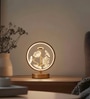 Golden Table Lamp  Crystal Circular Frame With Geometric Shape  Matelic Base