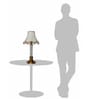 Golden Table Lamp with Fluted Glass Pillar and Scalloped Zigzag Shade