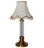 Golden Table Lamp with Fluted Glass Pillar and Scalloped Zigzag Shade