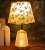 Golden Table Lamp With Fusion Of Modern Design Fiberglass  Matelic Base