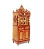 Golden Teak Wood Floor Rested Mandir With Door