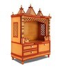 Golden Teak Wood Floor Rested Mandir Without Door