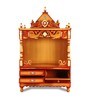 Gold Teak Wood Floor Rested Mandir Without Door