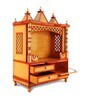 Golden Teak Wood Floor Rested Mandir Without Door
