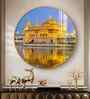 Golden Temple Acrylic Round Wall Art