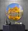 Golden Temple Acrylic Round Wall Art