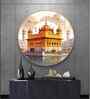 Golden Temple Acrylic Round Wall Art
