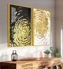 Golden Textured Acrylic Framed Art Panel (Set Of 2)