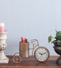 Tri Cycle Golden Iron Table Clock