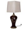 Golden Tulip Table Lamp With Frustum Shaped Beige Shade