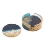Set Of 4 Dark Blue Resin Golden Waves Coaster
