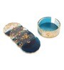Set Of 4 Dark Blue Resin Golden Waves Coaster