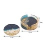 Set Of 4 Dark Blue Resin Golden Waves Coaster