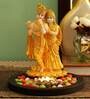 Golden White Polyresin 8.2 Inches Lord Radha-Krishna Idol Statue