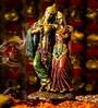 Goldenen Green Polyresin 10.6 Inches Lord Radha-Krishna Idol Statue