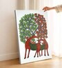 Gond Deer Tree Stretched Canvas Painting