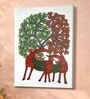 Gond Deer Tree Stretched Canvas Painting