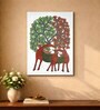 Gond Deer Tree Stretched Canvas Painting
