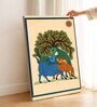 Gond Deer Tree Stretched Canvas Painting