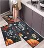 Good Food Good Mood Geometric Digital Printed Max Absorbant Kitchen Floor Runner with Mat Combo